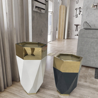 Vas Lantai & Pot Tanaman Stainless Steel Modern Mewah / Pot Bunga Tinggi Besar Warna Emas untuk Dekorasi Rumah & Taman Indoor/Outdoor