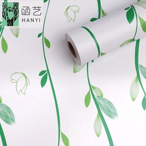 วอลเปเปอร์ลายใบไม้สีเขียว ดอกไม้สีแดง วอลเปเปอร์แบบมีกาวในตัว วอลเปเปอร์ลอกและติดได้ กระดาษติดผนังแบบลอกออกได้ - Product Image 3