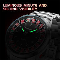 Montre de luxe pour homme TIMEARTX, style casino, mouvement à quartz, cadran rotatif automatique, lumineux, étanche, bracelet en acier, montre homme