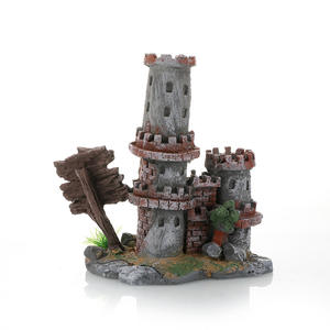 Ornement d'<span class=keywords><strong>aquarium</strong></span> de château en pierre artificielle Rocaille simulée avec plantes aquatiques pour poissons et crevettes - Product Image 2