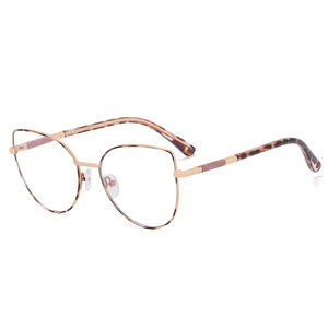 Femmes à la mode solide motif oeil de chat cadre en métal lunettes charnière à ressort <span class=keywords><strong>Anti</strong></span> lumière bleue bloquant la monture de lunettes optique - Product Image 5