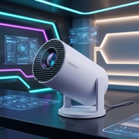 Mini projecteur HY300Pro+ avec rapport de projection 1.4, correction trapézoïdale électronique, LED, multi-vidéo, projecteur vidéo portable pour les voyages
