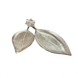 <b>Silver</b> Leaf <b>Trays</b> For Parties Dining Tableware Setting Food Grade Decorative Metal <b>Tray</b> Handmade Custom design Serving <b>Tray</b> 2026 - Product Image 1