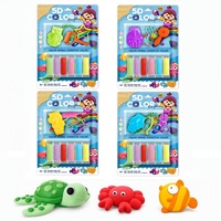 Kit de pâte à modeler 6 couleurs avec moules aléatoires d'animaux marins, outils créatifs, jouet artisanal 5D pour enfants, cadeau, vente en gros