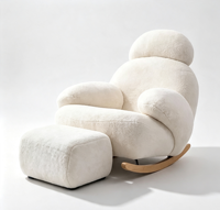 Fauteuil à bascule Teddy en velours 807, design moderne, écologique, dossier ouvert, base en bois, chaise de salon confortable pour une personne