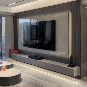 ห้องนั่งเล่นผนังพื้นหลังทีวีเรียบง่ายรวมทีวีตู้ทีวีทันสมัยหรูหราออกแบบได้เอง - Product Image 1