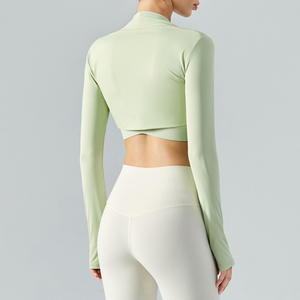 Top Yogo attivo da donna alla moda fresco leggero ad asciugatura rapida a maniche lunghe da allenamento in palestra - Product Image 4