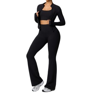 Conjunto de yoga exclusivo transfronterizo - Traje deportivo altamente elástico y transpirable - Conjunto deportivo moldeador de tres piezas - Product Image 2