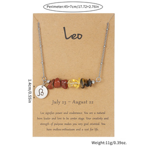 Sản Phẩm Mới 12 Chòm Sao Thẻ May Mắn Birthstone Thép Không Gỉ Chuỗi Dây Chuyền Thời Trang Nhân Tạo Đá Phụ Nữ Quyến Rũ Vòng Cổ - Product Image 6