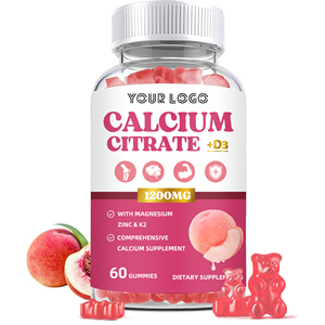 Gomitas de Citrato de <span class=keywords><strong>Calcio</strong></span> 1200mg D3 con <span class=keywords><strong>Magnesio</strong></span> <span class=keywords><strong>y</strong></span> <span class=keywords><strong>Zinc</strong></span>, OEM/ODM, Apoyo Inmunológico, <span class=keywords><strong>Beneficios</strong></span> Antioxidantes, Certificación Halal, Botellas de 60 Unidades - Product Image 1