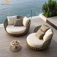 Canapé de jardin en rotin tressé de luxe pour hôtel moderne, mobilier d'extérieur en corde, pour salon, chambre et hall