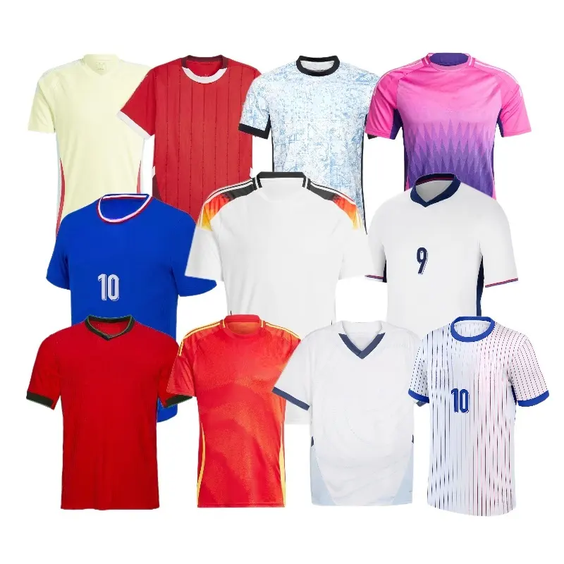 Sublimação de uniforme de futebol europeu de alta qualidade 2024, kit de uniformes de camisas de futebol personalizadas online, camisas de futebol
