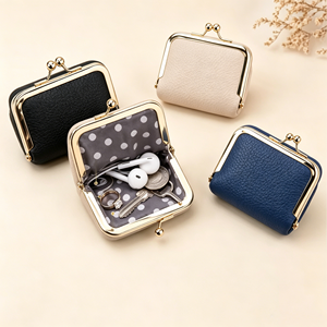High End Luxury Kiss Lock Mini Storage Pouches Premium Faux Leather For Fashion <b>Small</b> Accessory Gift Packaging - Product Image 4