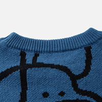 Pull-over pour homme à col rond, tricoté, imprimé avec des motifs de dessins animés intéressants, doux