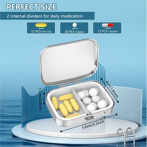 Custom Portable 2-Compartment Small <b>Pill</b> <b>Case</b> Organizer and Container Holder for Pocket or Purse Personalized <b>Pill</b> Storage Box - Product Image 3