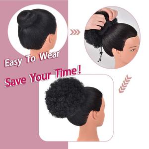 Queue de cheval synthétique Afro Puff à cordon de serrage, <span class=keywords><strong>chignon</strong></span> bouclé crépu, extensions courtes, postiches <span class=keywords><strong>pour</strong></span> <span class=keywords><strong>chignon</strong></span>, <span class=keywords><strong>pour</strong></span> femmes noires - Product Image 3