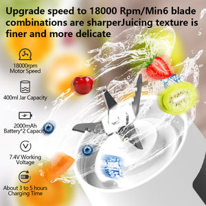 <span class=keywords><strong>Mini</strong></span>-presse-agrumes portable en acier inoxydable avec moteur DC, mixeur USB rechargeable, tasse à smoothie d'extérieur, 6 lames - Product Image 3