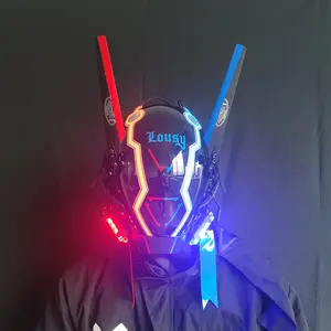 Cyberpunk mask red and blue cold light music festival LED maschera luminosa tecnologia sense head