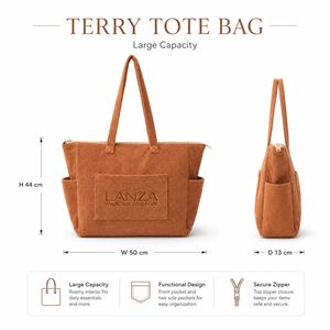 Large Capacity Plush Terry Towel Shopping Bag Custom Multi-color Print Reusable Outdoor Camping <b>Handbag</b> Wholesale - Product Image 3