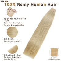 Extensions à bandes adhésives style occidental, prix d'usine, sans nœuds, sans perte, cheveux Remy alignés sur les cuticules, blond glacé, pour usage professionnel en salon