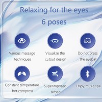 Masseur oculaire musical Bluetooth avec chaleur, compresse chaude, vibration, appareil de thérapie par la chaleur confortable - Modèle BRYCE 302