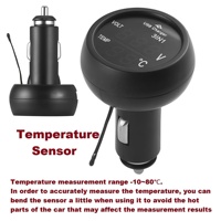 Voltímetro y Termómetro Digital LED 3 en 1 DC12 24V con Encendedor de Cigarrillos y Cargador USB para Auto de 2.1A