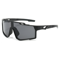 Lunettes de soleil de sport professionnelles pour l'extérieur, monture PC, cerclage intégral, verres miroir noirs/Noir, protection UV400, logo personnalisé KM KM006
