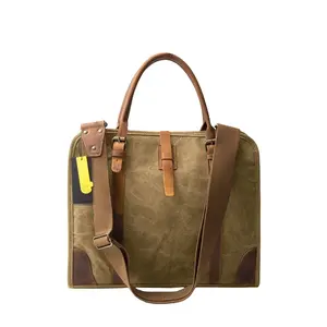 शीर्ष गुणवत्ता पुरुषों के कैनवास कंधे बैग व्यापार दूत अटैची लैपटॉप बैग फिट 15.6 "लैपटॉप