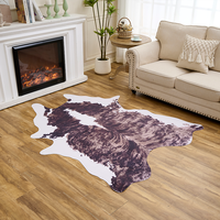 Echtes Lederfell-Teppich aus Rindsleder, Natürlicher Kuhfell-Teppich, Rutschfest, Geflochten, Niedrigflorig, Haustierfreundlich, für Wohnzimmer und Esszimmer