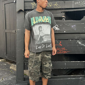 <span class=keywords><strong>T</strong></span>-shirt Oversize da Uomo Vintage Effetto Acido Distressed Streetwear Hip-Hop in Cotone Pesante Stampa DTG Manica Corta - Product Image 1