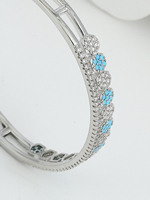 Ensemble de bijoux pour femmes, bracelet ouvert en zircon cubique plaqué or bleu, 2 pièces, accessoires de fête de mariage, Br-289
