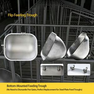Large Capacity Flip Sow Feed <strong>Trough</strong> Stainless Steel Pig Feeding <strong>Trough</strong> for Farrowing Crate Gestation Stall Feeder <strong>Trough</strong> - Product Image 3