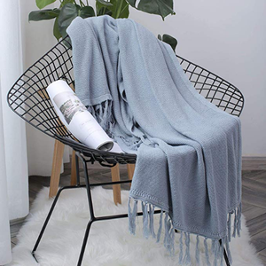 Couverture <span class=keywords><strong>de</strong></span> <span class=keywords><strong>canapé</strong></span> tricotée <span class=keywords><strong>en</strong></span> coton acrylique, plaid doux, <span class=keywords><strong>de</strong></span> haute qualité, couleur Pure, <span class=keywords><strong>canapé</strong></span> décoratif avec pompon - Product Image 2