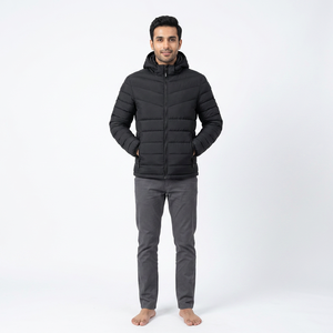 Veste d'hiver décontractée pour homme de haute qualité en noir, veste en duvet avec logo personnalisé pour les activités de plein air par temps froid - Product Image 1