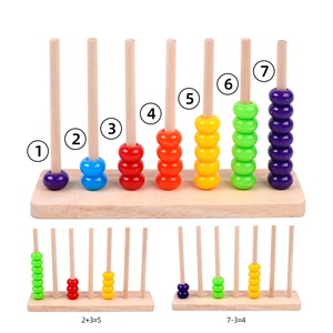 Jeu <span class=keywords><strong>de</strong></span> tri et d'empilage coloré avec perles, anneaux en bois, perles à compter, <span class=keywords><strong>boulier</strong></span> en bois, jouet mathématique pour le tri et l'association des couleurs - Product Image 4