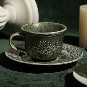 Set di Tazze da Espresso in Ceramica Vintage di Alta Qualità ed Ecologiche, 100ML, con Piattino, per Caffetteria - Product Image 2