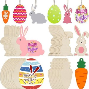 DAMAI Unfinished Wood <b>Easter</b> <b>Ornaments</b> Blank Wooden Carrot Egg Rabbit Hanging <b>Ornaments</b> Wood DIY Crafts for <b>Easter</b> DIY Projects - Product Image 2