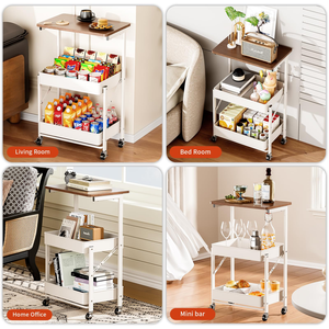 Colorful Three Tier Metal Shelf Mobile Storage Cart Organizer Kitchen Bathroom Living Room Storage Cart - Product Image 4