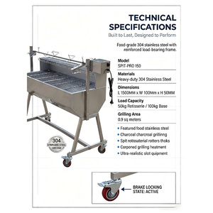 Parrilla <span class=keywords><strong>de</strong></span> carbón <span class=keywords><strong>de</strong></span> hierro portátil tipo barril con <span class=keywords><strong>asador</strong></span>, máquina <span class=keywords><strong>de</strong></span> barbacoa para fiestas y cocina al aire libre, equipo para asar pollo - Product Image 4
