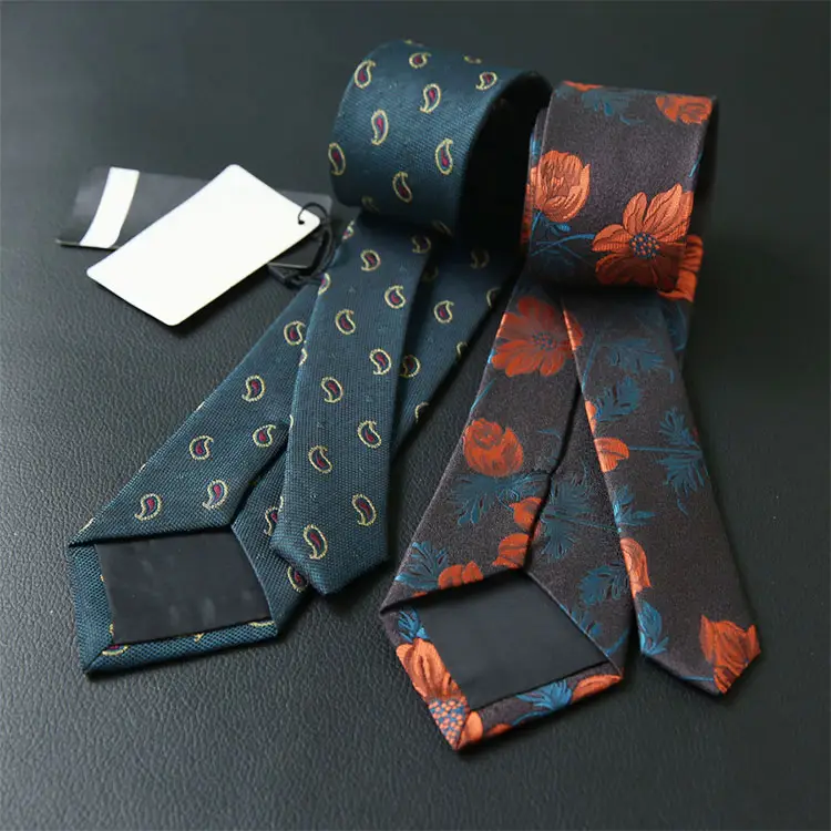 Casual Fashion Wholesale Custom Necktie Floral Pattern Jacquard Polyester Ties For Men