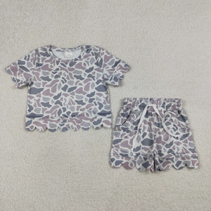 Conjunto de Ropa de Verano para Niñas, Conjunto de Ropa para Bebés, Top con Estampado Floral y Rayas y Pantalones Cortos con Volantes - Product Image 2