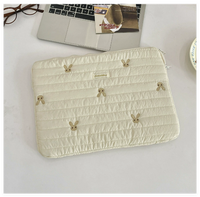 Penyimpanan Tablet Poliester Portabel dengan Pola Sederhana yang Lucu, Bordir Kelinci-11/13/15 Inci Penyimpanan Notebook