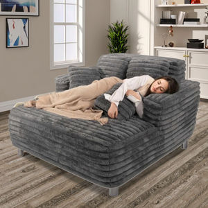 Modern Oversized Plush Preto Corduroy Sofá Atacado Set Vacuum Selado Embalado Espuma Sala Móveis Sofá Comprimido - Product Image 2