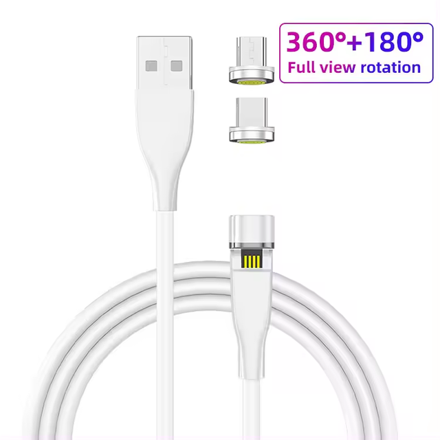 5A 360 Three-In-One USB-C Self-Winding Magnetic Fast Charging Cable with Pure Copper Conductor for Printer