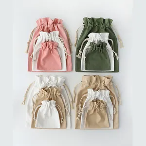 Customised Soft Canvas Washing Durable Organic Tote Draw String Shoe Bag Small Foldable Canvas Cloth Drawstring Bag