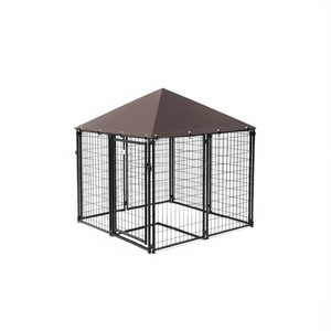 Enclos pour chien en fil métallique soudé robuste, de taille moyenne, avec toit en plastique, pour l'extérieur, toutes saisons, maison pour animaux de compagnie - Product Image 1