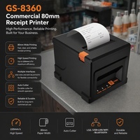 Imprimante thermique de reçus de facturation POS GSAN de bureau noire USB 203 dpi 80 mm avec lecteur de codes-barres pour supermarché