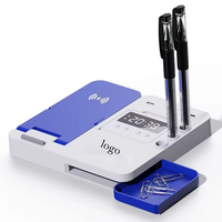 Usine Logo Personnalisé Batterie Magnétique 3 en 1 Chargeur Sans Fil Stylo Conteneur Petite Boîte De Rangement USB TPC 15W Horloge Sans Fil