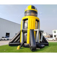 Simulador Inflable Gigante con Forma de Cohete Espacial, Juego Deportivo de Aventura con Paracaídas para 3 Adultos, para Uso en Exteriores