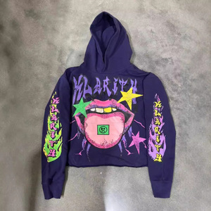 Sweat à capuche zippé Y2K streetwear personnalisé pour homme, épais, effet vieilli, délavé à l'acide, avec strass et motif graphique vintage en acrylique, idéal pour l'hiver - Product Image 3
